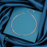 Silver Dual Layer Chain Anklet for Women